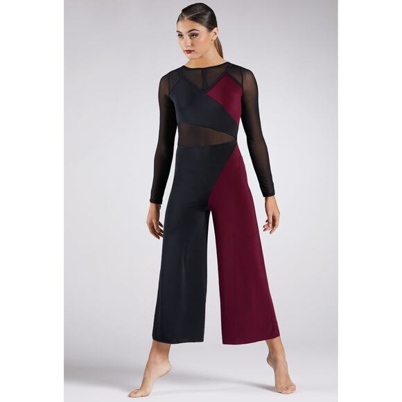 Dance Costume Balera MJ11829 Small Adult Burgundy Jumpsuit Contemporary Modern - Picture 1 of 3